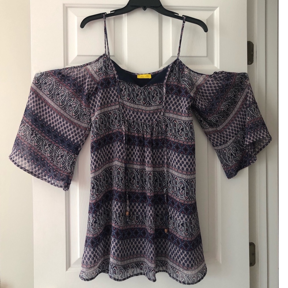 Purple cold shoulder dress